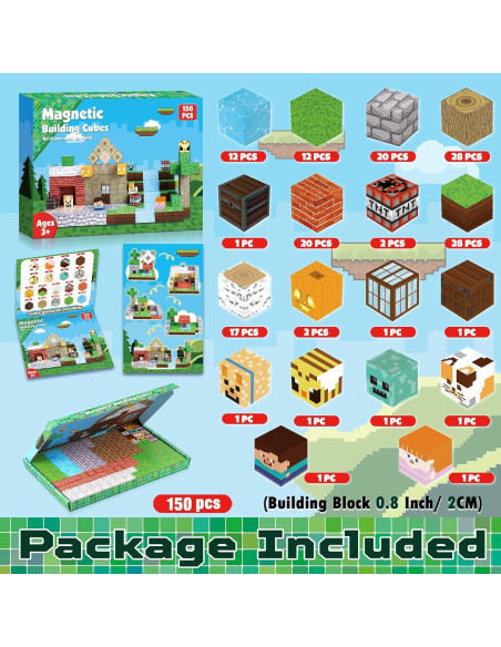 Bloques Magnéticos 150PCS Annexfun Juguetes de Construcción 3+ Años Bloques Magnéticos 150PCS Annexfun Juguetes de Construcción 3+ Años