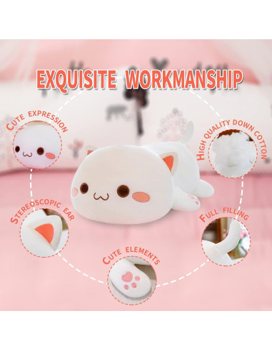 Almohada de Gato de Peluche YUFU 37cm Suave Kawaii