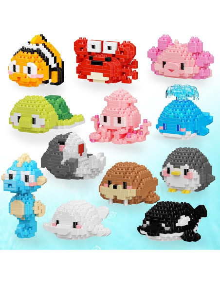 Set de Bloques de Construcción Animales Marinos TENYEAH 12 Piezas Set de Bloques de Construcción Animales Marinos TENYEAH 12 Piezas