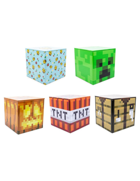 Set de 5 Cajas de Almacenamiento de Lata Minecraft Toynk Set de 5 Cajas de Almacenamiento de Lata Minecraft Toynk