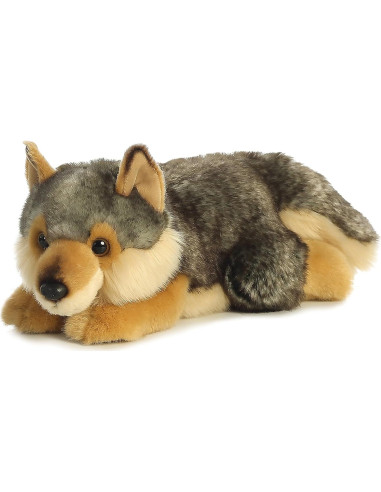 Peluche Lobo Acostado Aurora Miyoni 28 cm Gris