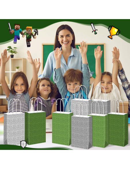 16 Bolsas de Regalo Verdes y Grises Piuaeue para Fiesta 16 Bolsas de Regalo Verdes y Grises Piuaeue para Fiesta