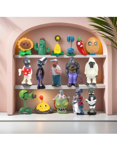 Conjunto de Juguetes de Peluche PVZ JHESAO 16 PCS 4-7 cm