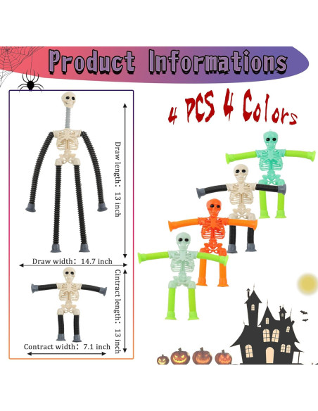 Juguetes de Esqueleto Telescópicos TeePolly 4 Piezas Halloween Juguetes de Esqueleto Telescópicos TeePolly 4 Piezas Halloween