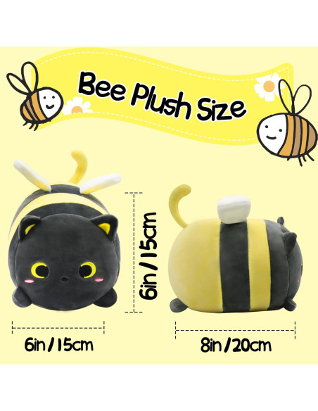 Almohada de Peluche Gato Abeja LSYDCARM 20 cm Suave Almohada de Peluche Gato Abeja LSYDCARM 20 cm Suave