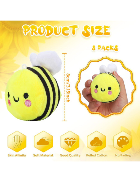 8 Abejas de Peluche Suave Sratte 8 cm para Decoración Fiesta 8 Abejas de Peluche Suave Sratte 8 cm para Decoración Fiesta
