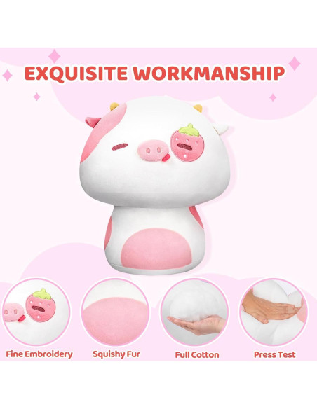 Almohada de Peluche Kawaii Vaca Fresa 20.32 cm Mewaii Almohada de Peluche Kawaii Vaca Fresa 20.32 cm Mewaii