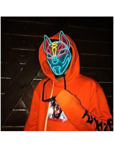 Máscara LED Zorro Fox Fortnite Drift Cosplay Naranja Amarillo