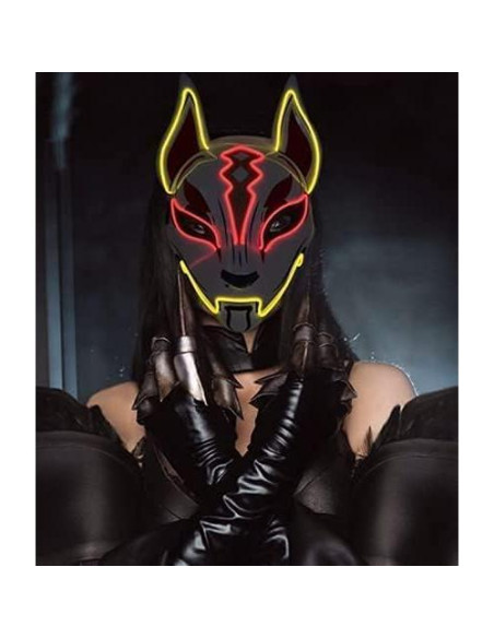 Máscara LED Zorro Fox Fortnite Drift Cosplay Naranja Amarillo Máscara LED Zorro Fox Fortnite Drift Cosplay Naranja Amarillo