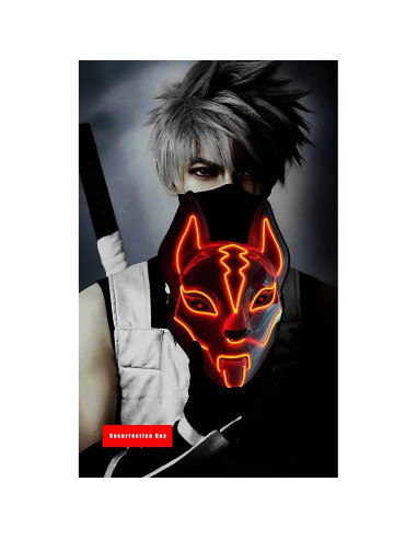 Máscara LED Zorro Fox Fortnite Drift Cosplay Naranja Amarillo