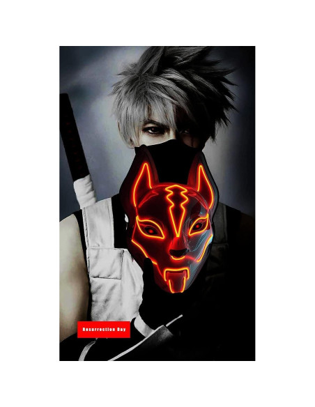 Máscara LED Zorro Fox Fortnite Drift Cosplay Naranja Amarillo Máscara LED Zorro Fox Fortnite Drift Cosplay Naranja Amarillo