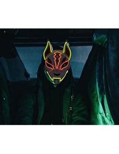 Máscara LED Zorro Fox Fortnite Drift Cosplay Naranja Amarillo