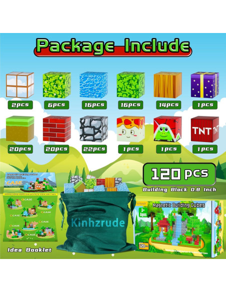 Bloques Magnéticos Kinhzrude 120PCS Juguete Educativo 3+ Años Bloques Magnéticos Kinhzrude 120PCS Juguete Educativo 3+ Años