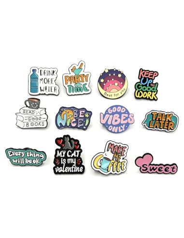 Conjunto de 12 Pines de Esmalte NingLang para Ropa y Mochilas