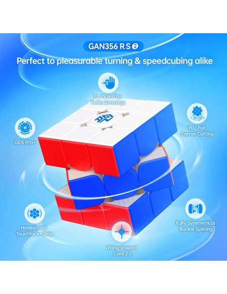 Cubo de Velocidad GAN 356 RS2 Clásico 3x3 Ajustable 69.9g Cubo de Velocidad GAN 356 RS2 Clásico 3x3 Ajustable 69.9g