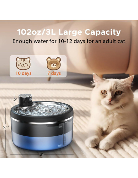 Fuente de Agua Automática para Gatos y Perros Ksuefao 3L Fuente de Agua Automática para Gatos y Perros Ksuefao 3L