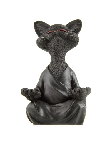 Estatua de Gato Meditador de Resina - Onecen - Grande 18x8x12cm