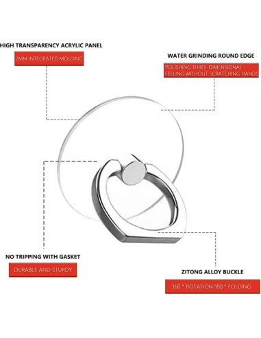 Soporte de Anillo para Teléfono Móvil Ralhaywi 4 Pcs 360