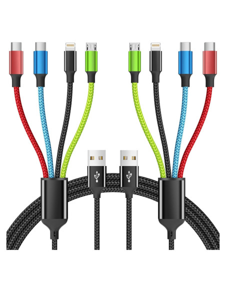 Cable de Carga Multi 4 en 1 Firsting 5FT USB A - Negro/Rojo/Azul/Verde Cable de Carga Multi 4 en 1 Firsting 5FT USB A - Negro/Rojo/Azul/Verde