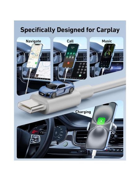 Cable Carplay USB A a USB C 3FT LUOSIKE 2Pack Blanco Cable Carplay USB A a USB C 3FT LUOSIKE 2Pack Blanco