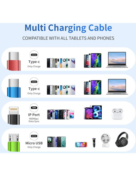 Cable de Carga Multi 4 en 1 Firsting 5FT USB A - Negro/Rojo/Azul/Verde Cable de Carga Multi 4 en 1 Firsting 5FT USB A - Negro/Rojo/Azul/Verde