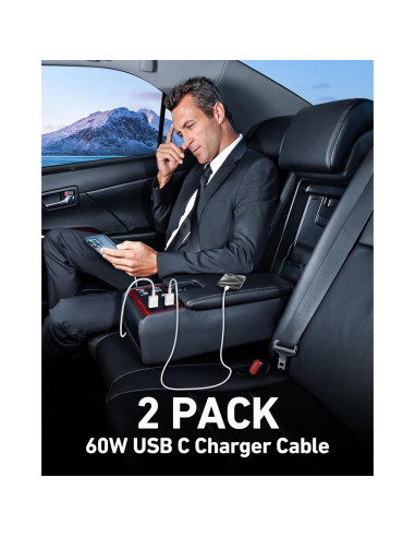 Cable Carplay USB A a USB C 3FT LUOSIKE 2Pack Blanco