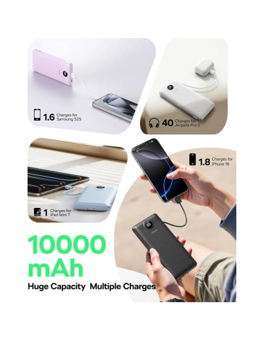 Cargador Portátil VEGER 10000mAh con Enchufe AC Integrado