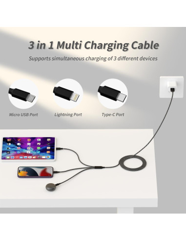 Cable de Carga Múltiple IDISON 3 en 1 2Pack 1.22m USB