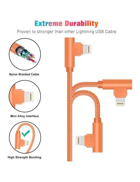 Cargador Lightning Exeric 3 Cables 10FT Nylon iPhone 14/13/12/11 Cargador Lightning Exeric 3 Cables 10FT Nylon iPhone 14/13/12/11