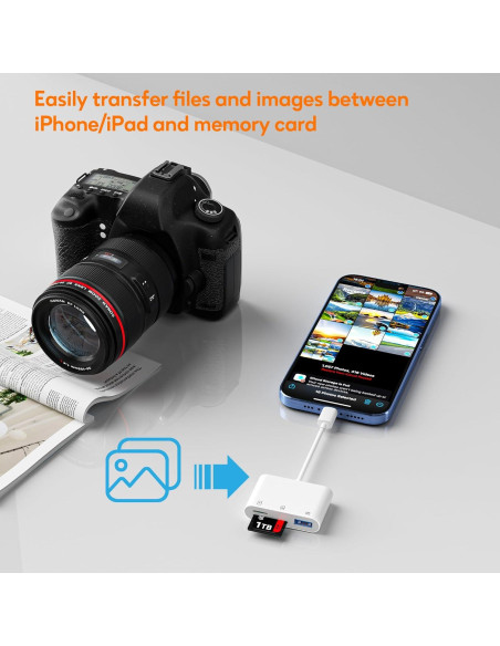 Lector de Tarjetas SD Bwttcb para iPhone - Adaptador USB Lightning Lector de Tarjetas SD Bwttcb para iPhone - Adaptador USB Lightning