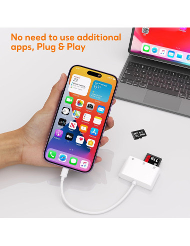 Lector de Tarjetas SD Bwttcb para iPhone - Adaptador USB Lightning