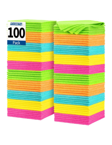 Paquete de 100 Paños de Microfibra FIXSMITH 30x30cm Multiusos