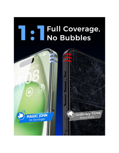 Protector de Pantalla Vidrio Templado MAGIC JOHN para iPhone 15 Plus 6.7"