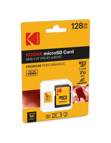 Tarjeta MicroSDXC KODAK 128GB Clase 10 UHS-I con Adaptador