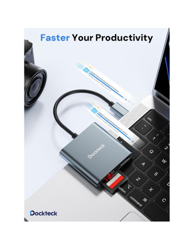 Lector de Tarjeta SD Dockteck USB-C 312MB/s 3 en 1