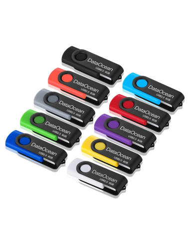 Paquete de 10 Memorias USB 2.0 DataOcean 8GB Colores Mixtos