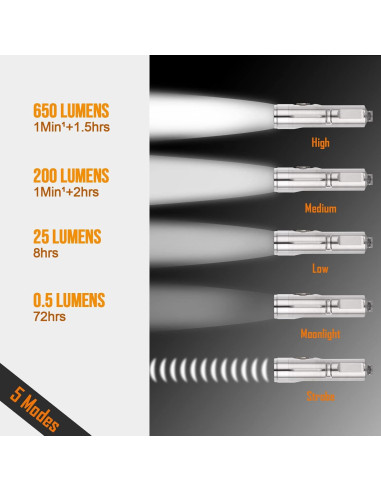 Linterna de Llavero RovyVon A4 Pro Titanio 650 Lúmenes USB-C
