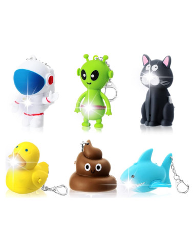 Juego de 6 Linternas LED de Animales Newtay - Llavero