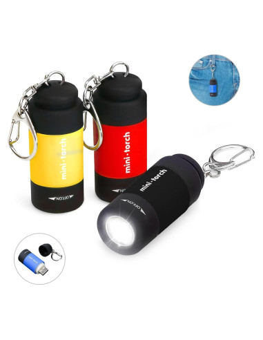 Paquete de 3 Linternas de Llave CASTNOO LED Recargables USB
