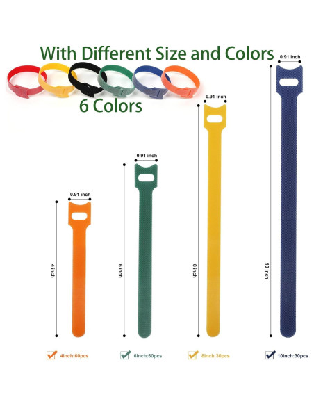 Bridas Reutilizables 180 Pcs Nylon 4-10 Pulgadas Coloridas Bridas Reutilizables 180 Pcs Nylon 4-10 Pulgadas Coloridas