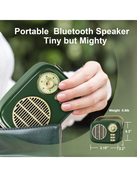 Altavoz Bluetooth Retro Dosmix T8Mini Verde Inalámbrico 10.9cm Altavoz Bluetooth Retro Dosmix T8Mini Verde Inalámbrico 10.9cm
