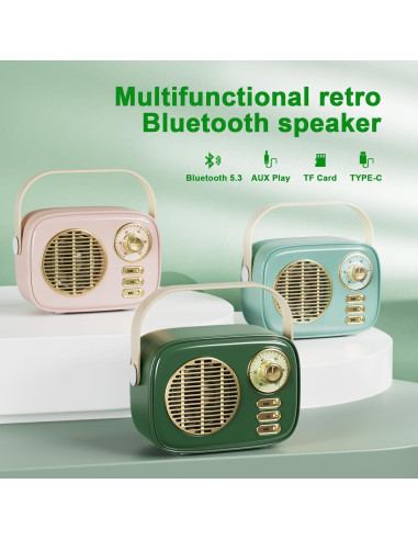 Altavoz Bluetooth Retro Dosmix T8Mini Verde Inalámbrico 10.9cm
