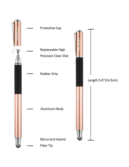 Lápiz Estilográfico Capacitivo Mixoo Oro Rosa 2 en 1 Universal Lápiz Estilográfico Capacitivo Mixoo Oro Rosa 2 en 1 Universal