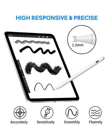 Lápiz Stylus Activo NTHJOYS Blanco para iPad y Android Punta Fina