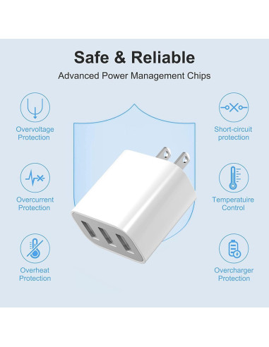 Cargador de pared USB 3 puertos XIANGHONGYIAN - Paquete de 3