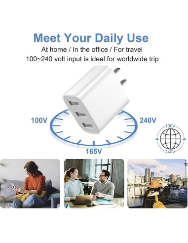 Cargador de pared USB 3 puertos XIANGHONGYIAN - Paquete de 3