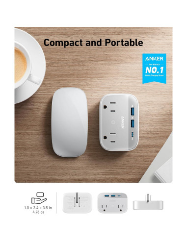 Extensor de Salida Anker A9234, 5 Salidas, Carga Rápida 30W