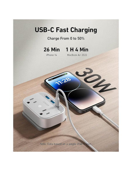 Extensor de Salida Anker A9234, 5 Salidas, Carga Rápida 30W Extensor de Salida Anker A9234, 5 Salidas, Carga Rápida 30W