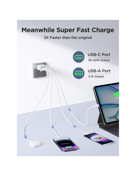 Cargador Rápido USB C 40W 2 Pack Aiminu con Cable Lightning Cargador Rápido USB C 40W 2 Pack Aiminu con Cable Lightning
