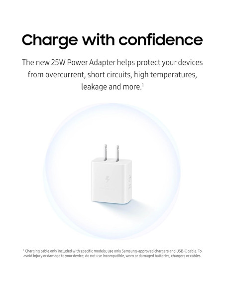 Cargador de pared Samsung 25W USB-C carga rápida blanco Cargador de pared Samsung 25W USB-C carga rápida blanco